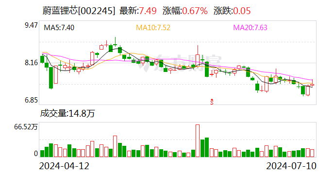 蔚蓝锂芯：预计2024年上半年净利同比增长248.14%-320.17%  第1张