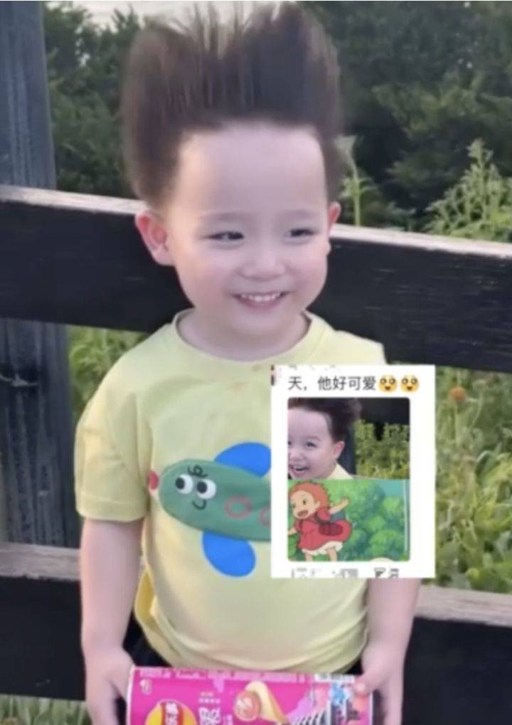 小男孩发型神似宫崎骏动画角色，网友直呼太可爱！  第1张