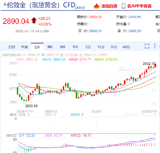 现货黄金站上2890美元/盎司 年内涨超10%  第3张