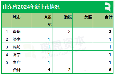 山东2024年上市盘点：A股上市4家，香港上市2家  第2张